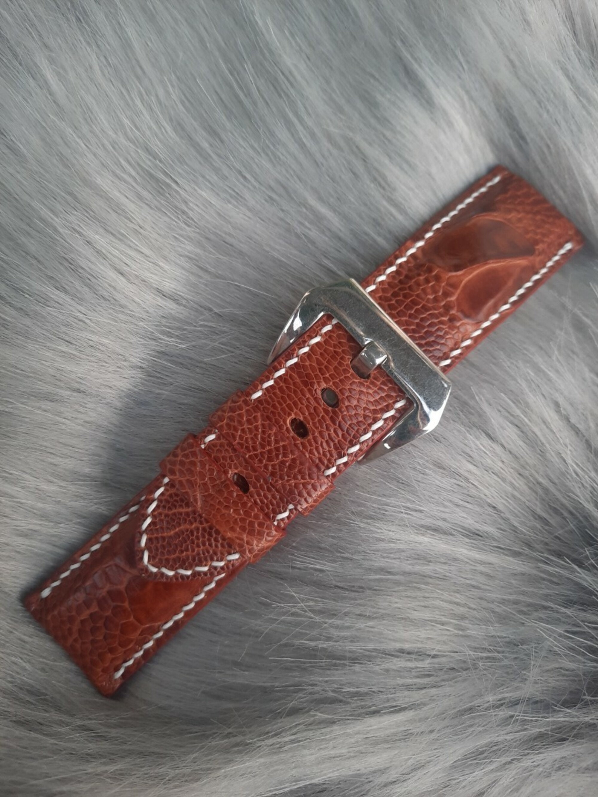 Brown Genuine ostrich leather watch strap band leather watch Etsy