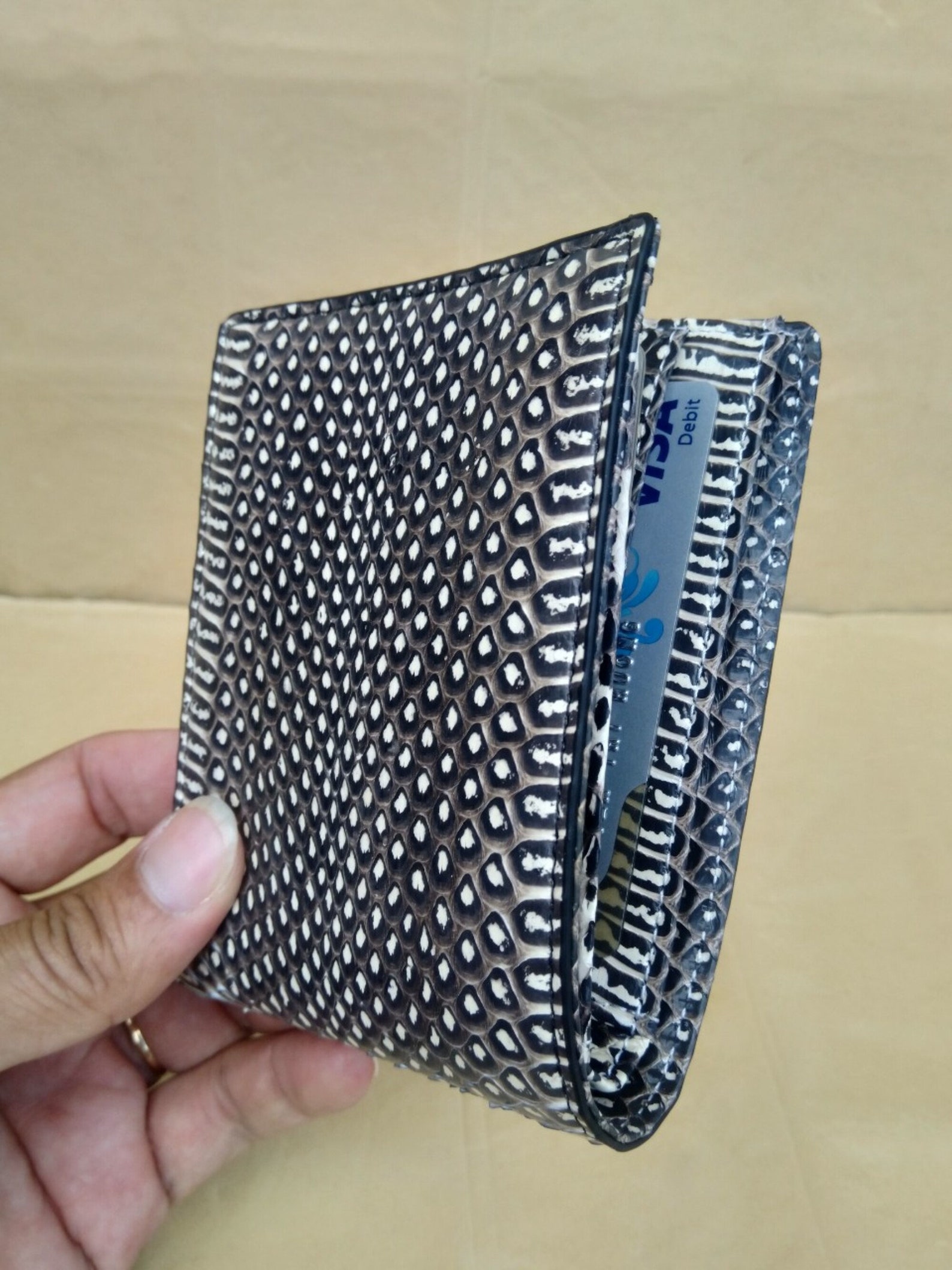 Gray Genuine Snake leather wallet for men handmade leather | Etsy