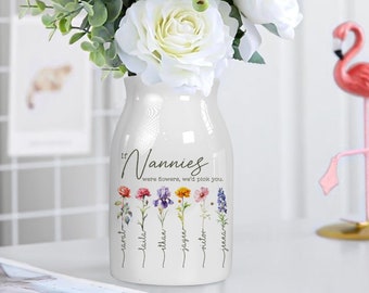 If Nannies were flowers Vase, Birth Month Flower Grandma Vase, Custom Nana Flower Vase with Kids Names,  Mother's Day Gift, Gift for Grandma