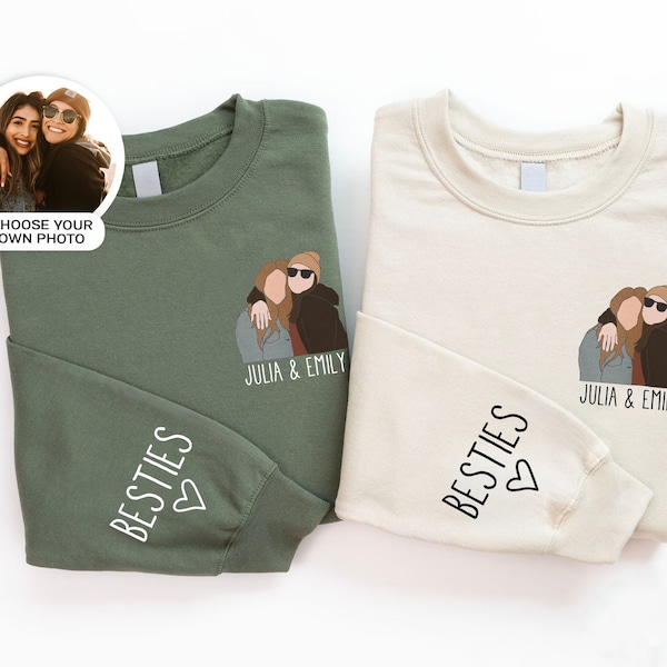 Personalized Bestie Sweatshirt, Custom Text & Photo Best Friend Sweatshirt, Soul Sister Sweater, Bestie Hoodie, Gift for Best Friend, BFF