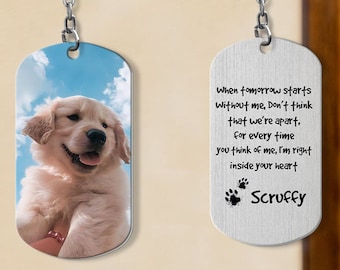 Pet Memorial Gift, Pet Remembrance Gift, Sympathy Gift For Loss of Dog, Personalized Pet Portrait Photo, When Tomorrow Start Pet Key Chain