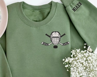 Personalized Hockey Embroidered Sweatshirt Custom Name Embroidered Sweatshirt Hockey Sweatshirt, Hoodie