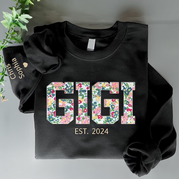 Personalized Embroidered Applique Gigi Sweatshirt, Gigi Sweater, Custom Gigi Sweater, Custom Gigi Gifts, Grandma Sweatshirt, Gigi Shirt