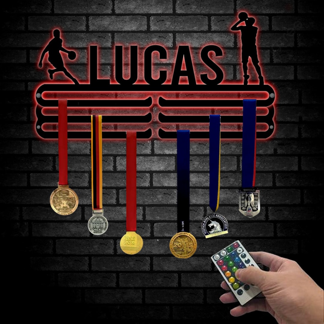 Personalized Basketball Medal Hanger Custom Metal Wall With Etsy