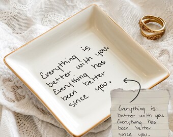 Custom Handwriting Trinket Tray,Custom Handwriting Gift, Handwritten Note Ring Dish,Mom Jewelry Dish,Meaningful Gift From Bride,Wedding gift