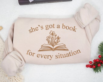 Embroidered Book For Every Situation Sweatshirt, Gift For Her, Bookish Gift, Booktok, Book Lover Gift
