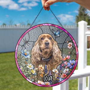 Custom Dog Portrait Art Suncatcher, Pet Memorial Stained Glass, Dog Portrait from Photo, Indoor Home Decor Gift, Indoor Home Decor Gift 5
