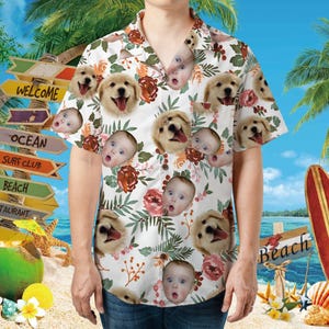 REMERA セット Pesonalized Hawaiian Shirt With Face, Custom Portrait Face