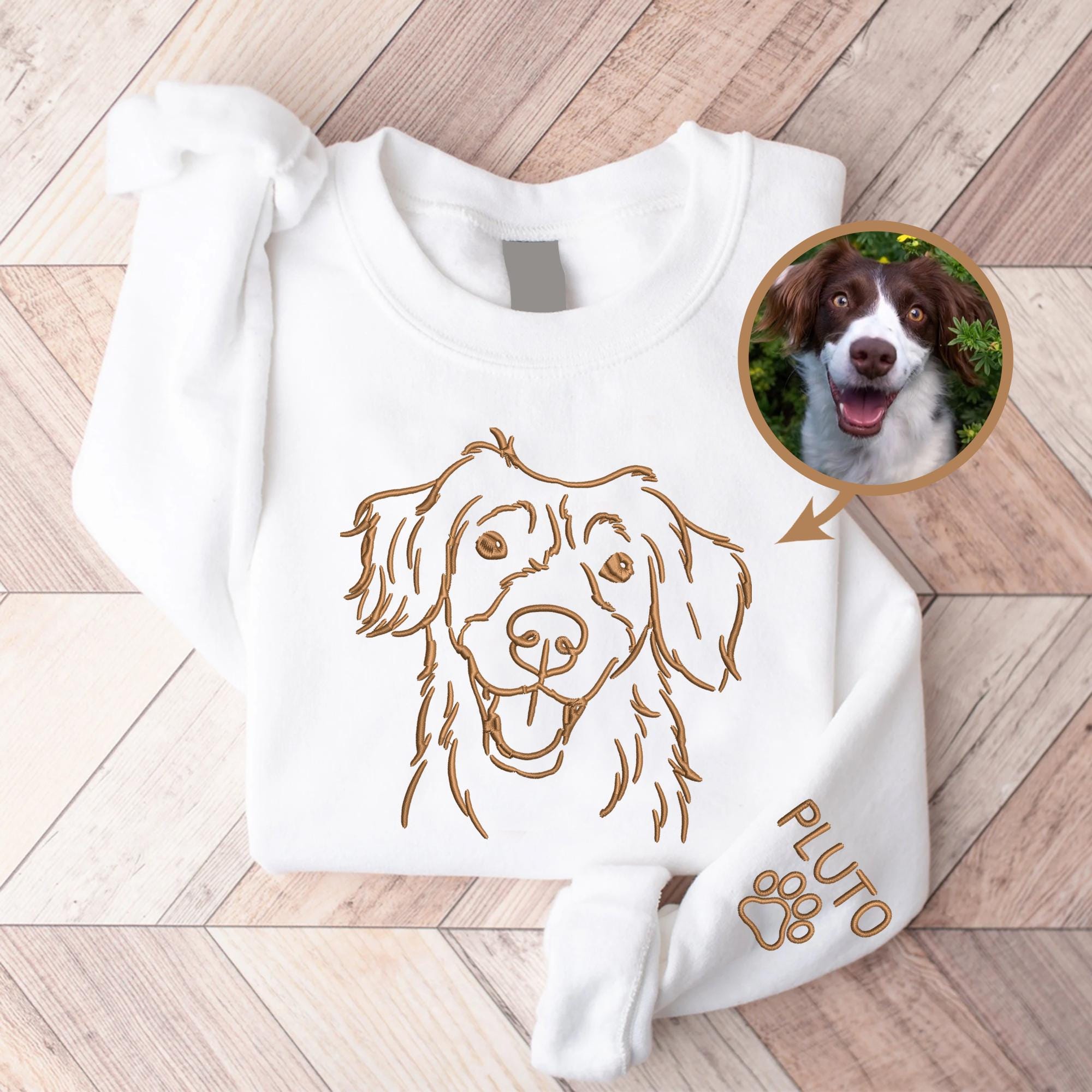 Personalized Dog Outline Embroidered Sweatshirt, Pet