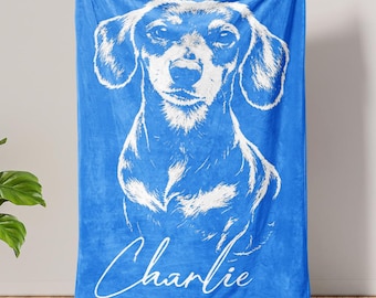 Custom Dachshund Blanket, Personalized Dachshund Dog Name Blanket, Wiener Dog Blanket, Doxie Blanket, Wiener Dog Gift, Dachshund Gift