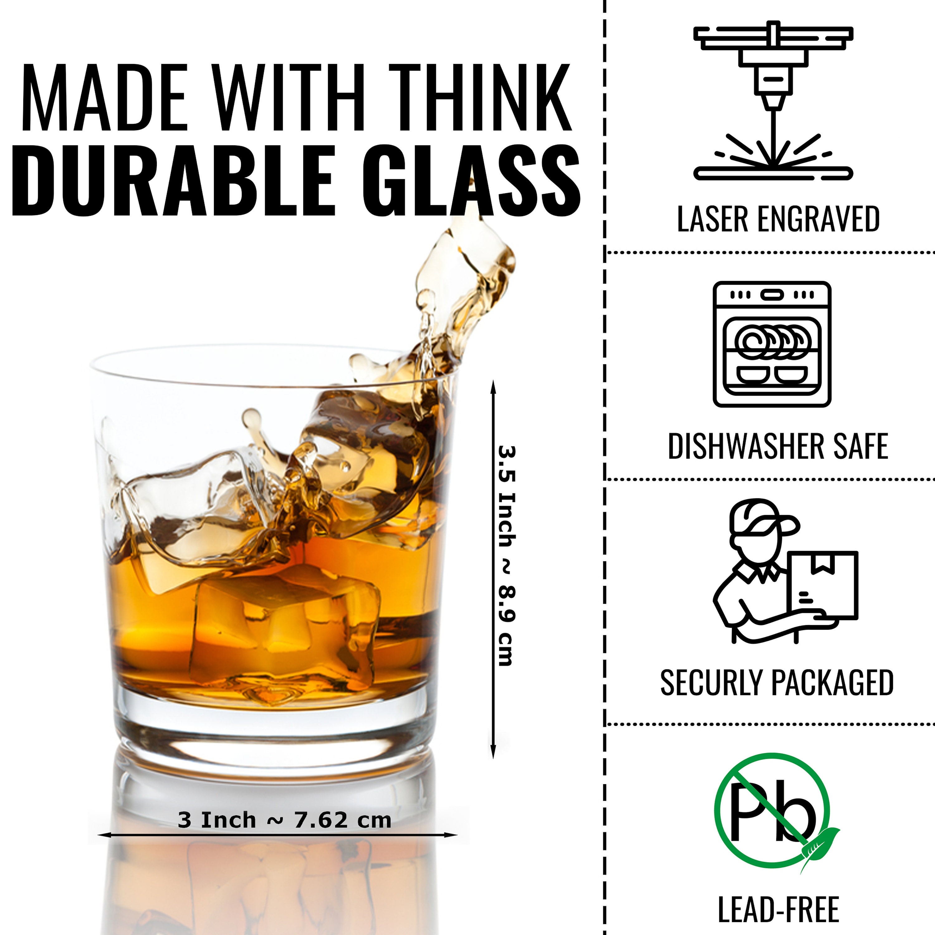 Etched Round Whiskey Glasses | 15th Year Anniversary Gift For Couples - Chic Makings