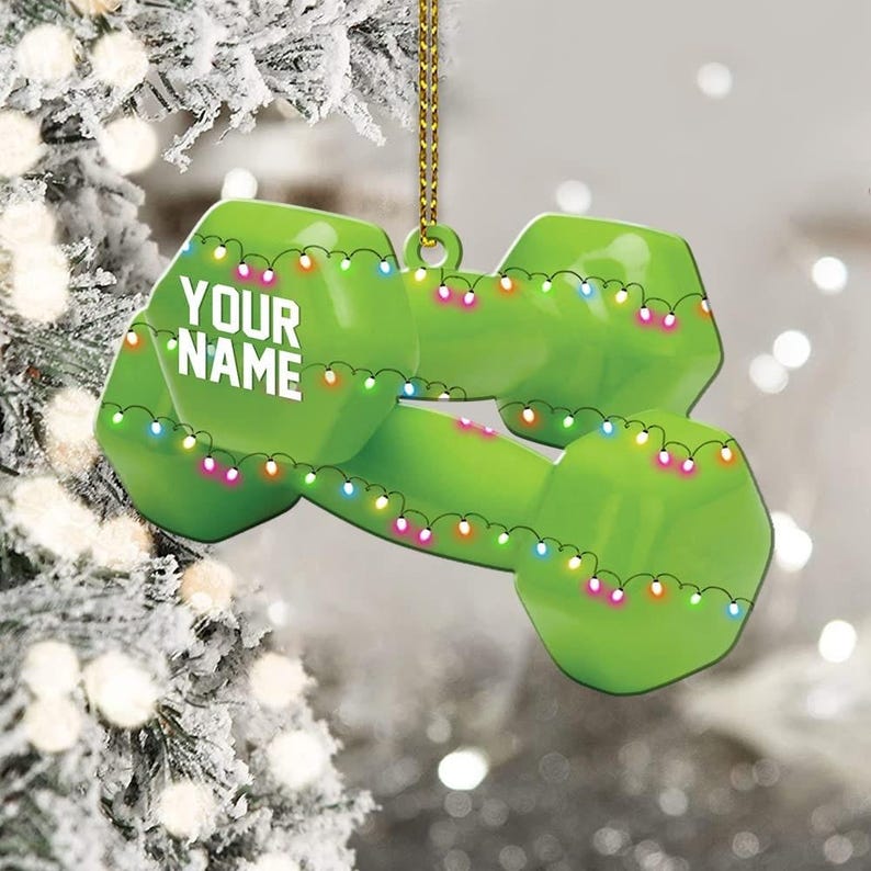 Custom Name Fitness Dumbbell Weight Acrylic 2D Ornament, Weightlifting