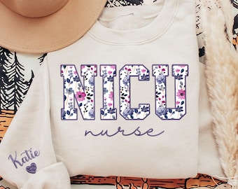 Embroidered Floral Nicu Sweatshirt, Nicu Nurse Gifts, Nicu Sweatshirts, Nicu Sweaters, Nicu Team Sweater, Nicu Nurse Life Shirt