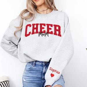 Cheer Mom Sweatshirt With Glitter, Custom Cheer Mom Sweatshirt Cheer Gift Glitter Cheerleader Hoodie  For Her