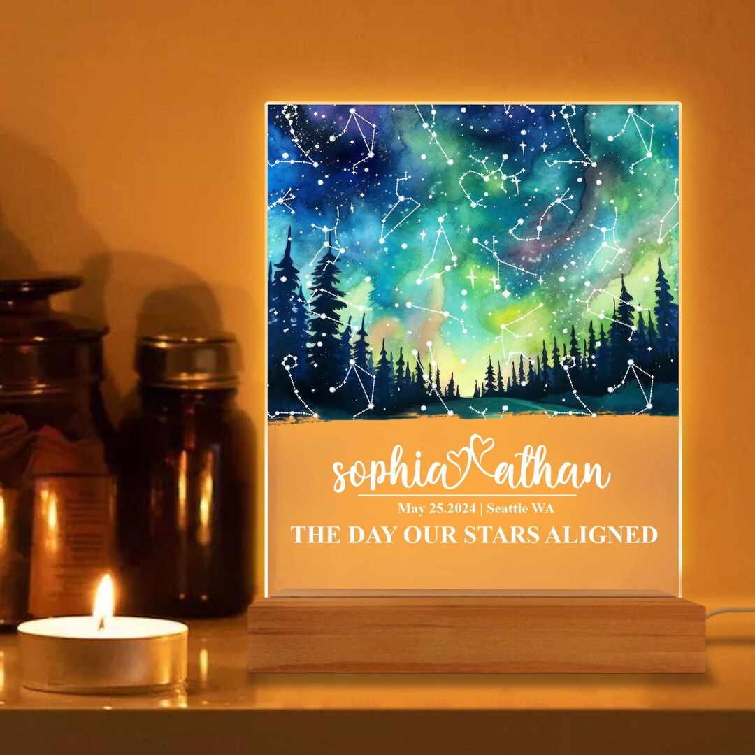 Custom Star Map by Date Anniversary Gift, Night Sky Print Personalised ...