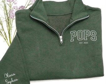 Custom Pops Sweatshirt – Personalized Name Sleeve Pullover – Christmas Gift For Dad And Grandpa