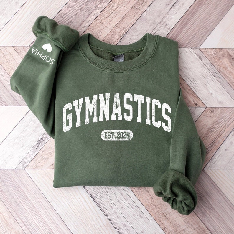 Personalized Gymnastics Est Varsity Sweatshirt With Name on Sleeve ...