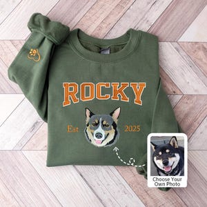 Custom Embroidered Pet Sweatshirt, Personalized Dog Hoodie with Name, Varsity Style Sweatshirt, Custom Pet Portrait , Gifts for Dog Lovers
