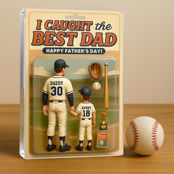 Custom Baseball Dad Plaque - Personalized 'I Caught The Best Dad' Acrylic Gift