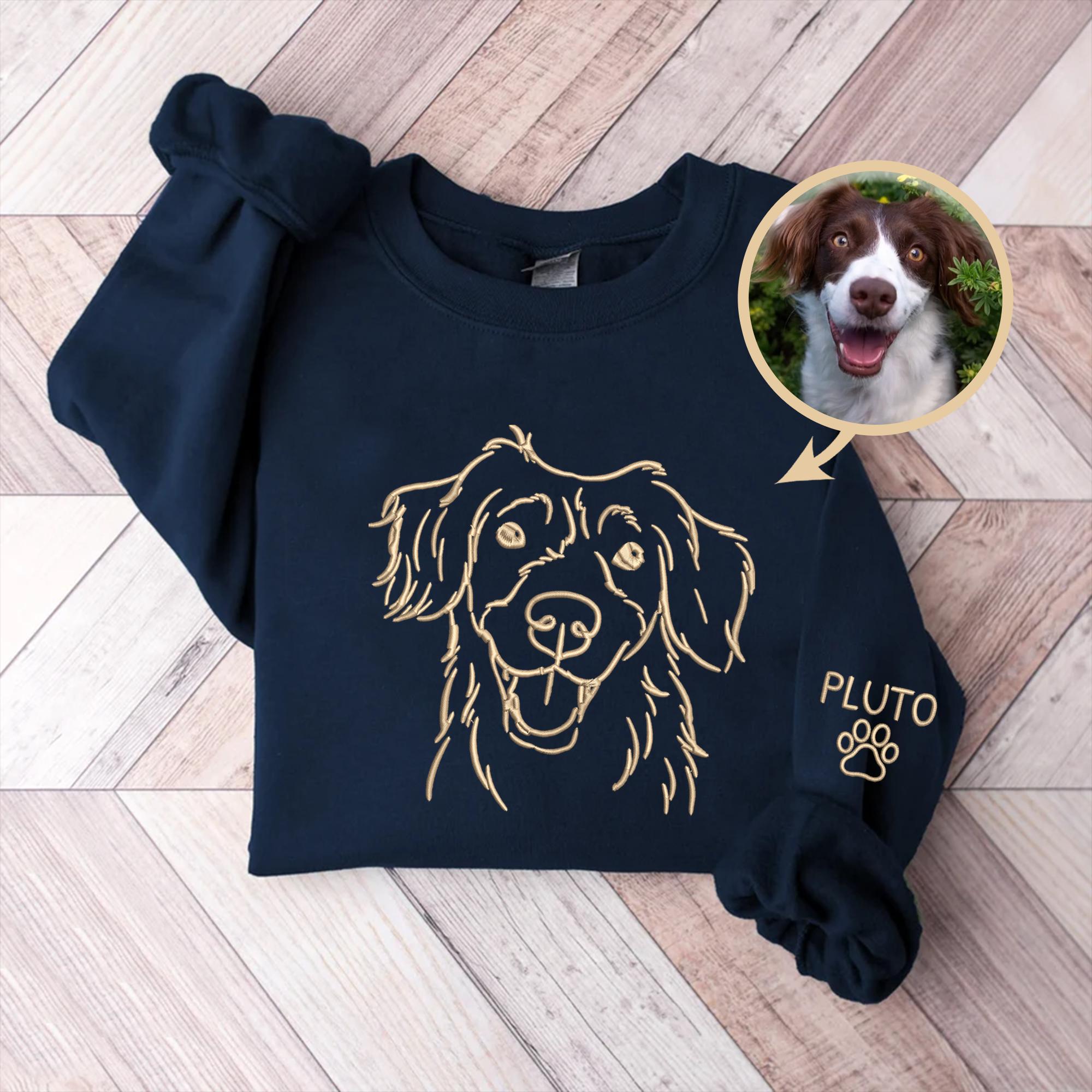 [GRAVER]★TATTOO DOG EMBROIDERY PERITO SWEATSHIRT Custom Pet Embroidered Sweatshirt,embroidered Pet Face&name
