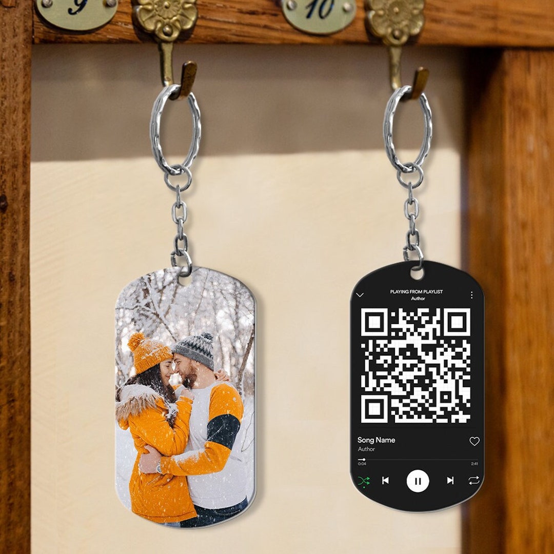 Custom Scannable Music Code Keychain With Muisc Note Free Spotify