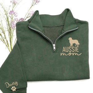 australian shepherd, aussie, aussie sweatshirt, custom dog name, custom dog gift, dog sleeve, sweatshirt sleeve, aussie shirt, aussie gift, gift for, wildflowers, aussie crewneck, mothers day gift