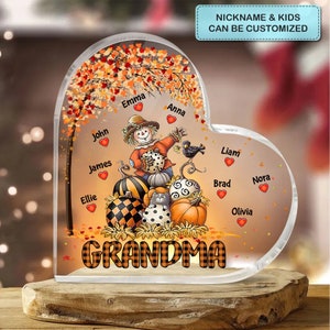 Grandma Mom Hearts In Heart Personalized Acrylic Heart LED Night Light -  Woohops
