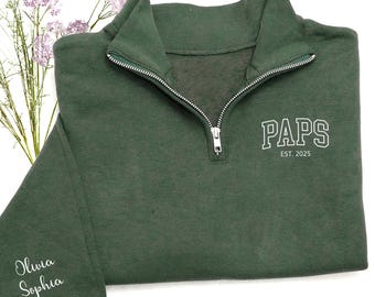 Custom Paps Sweatshirt – Personalized Name Sleeve Pullover – Christmas Gift For Dad And Grandpa