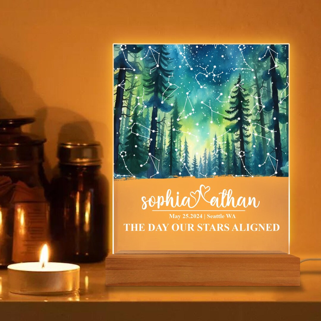 Custom Star Map by Date Anniversary Gift, Night Sky Print Personalised ...