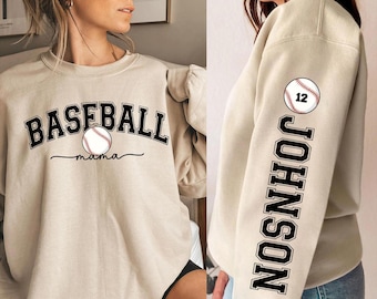 Personalized Baseball Mama Sweatshirt with Kids names, Baseball Hoodie For Women, Sports Mom Shirt, Mothers Day Gift, Family Baseball Shirt