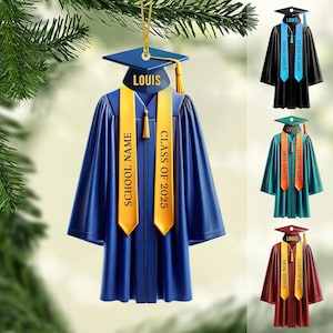Custom Graduation Christmas Ornament, Personalized Senior Ornament, Class of 2024 2025 2D Flat Acrylic Ornament, Gifts for Senior Graduate