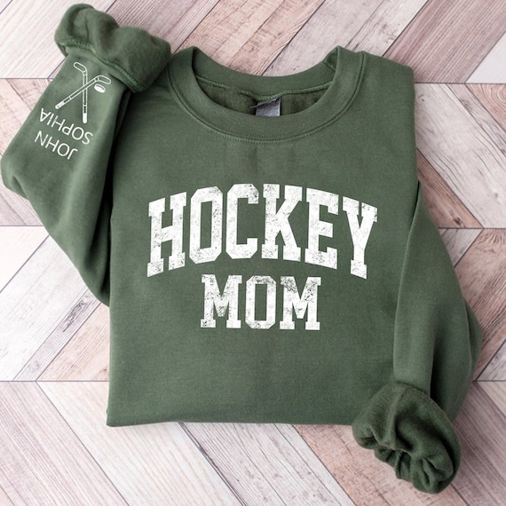 Personalized Hockey Mom Sweatshirt With Kids Names On Sleeve, Gifts For Hockey Mom Shirts, Custom Hockey Hoodie for Mom, Gift For Grandma