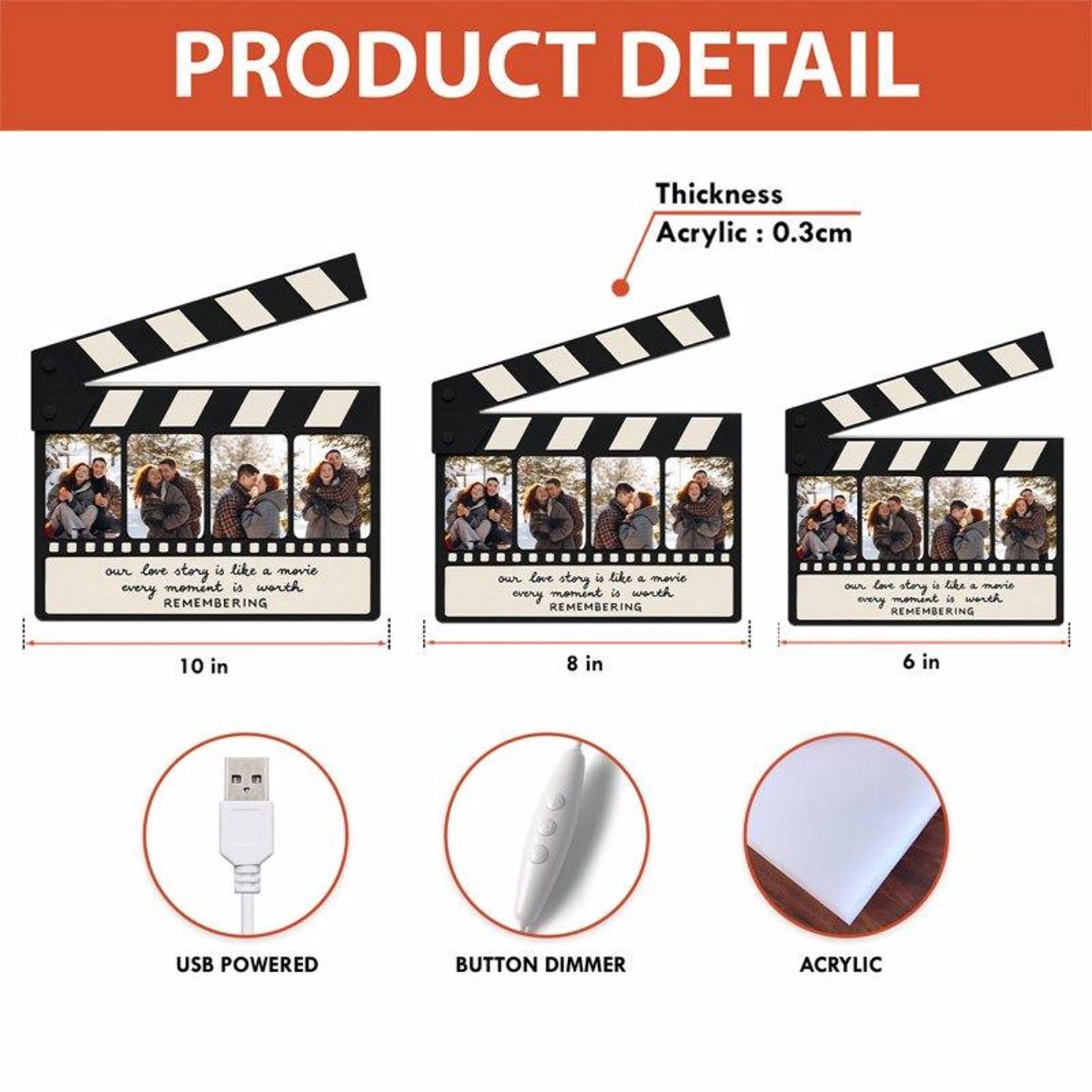 Custom Clapper Board Clapperboard Custom Photo - Personalized Light Box - Unique Christmas ...
