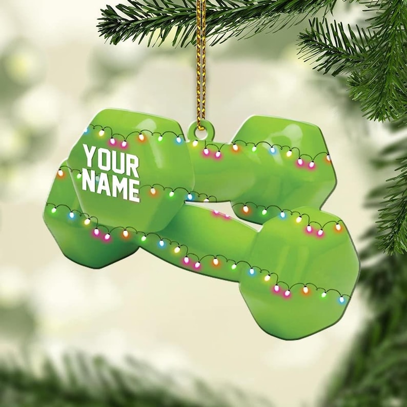 Custom Name Fitness Dumbbell Weight Acrylic 2D Ornament, Weightlifting