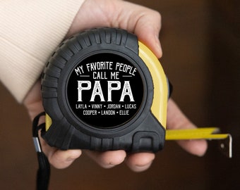 Custom My Favorite People Call Me Grandpa Tape Measure with Grandkids Name, Father's Day Carpenter Gift From Kids, Tape Measure Gift for Dad