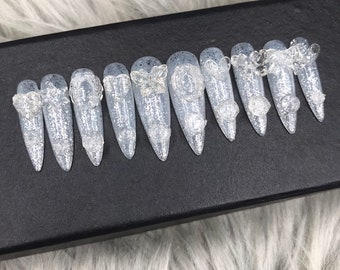 Free Style Press on Nails | Nail Set | Fake Nails | Glue On Nails | Gorgeous Nails | Reusable Nails | False Nails | Long Fake Nails - A307
