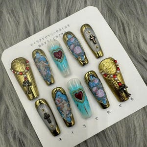 Y2K nails/Press On Nails | Luxury Nails | Fake Nails | Glue On Nails|Coffin Nails | Acrylic Nails | Long Fake Nails-A383