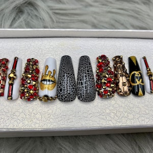 Luxury Nails | Fake Nails | Glue On Nails | Press On Nails | Coffin Nails | Long Fake Nails | Luxury Nails - A155