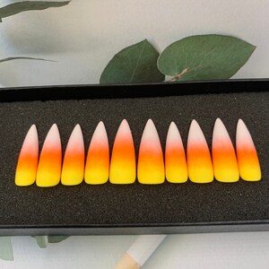 Yellow Fade Press On Nails | Glue On Nails | Press On Nails | Coffin Nails | Long Fake Nails | Luxury Nails A89