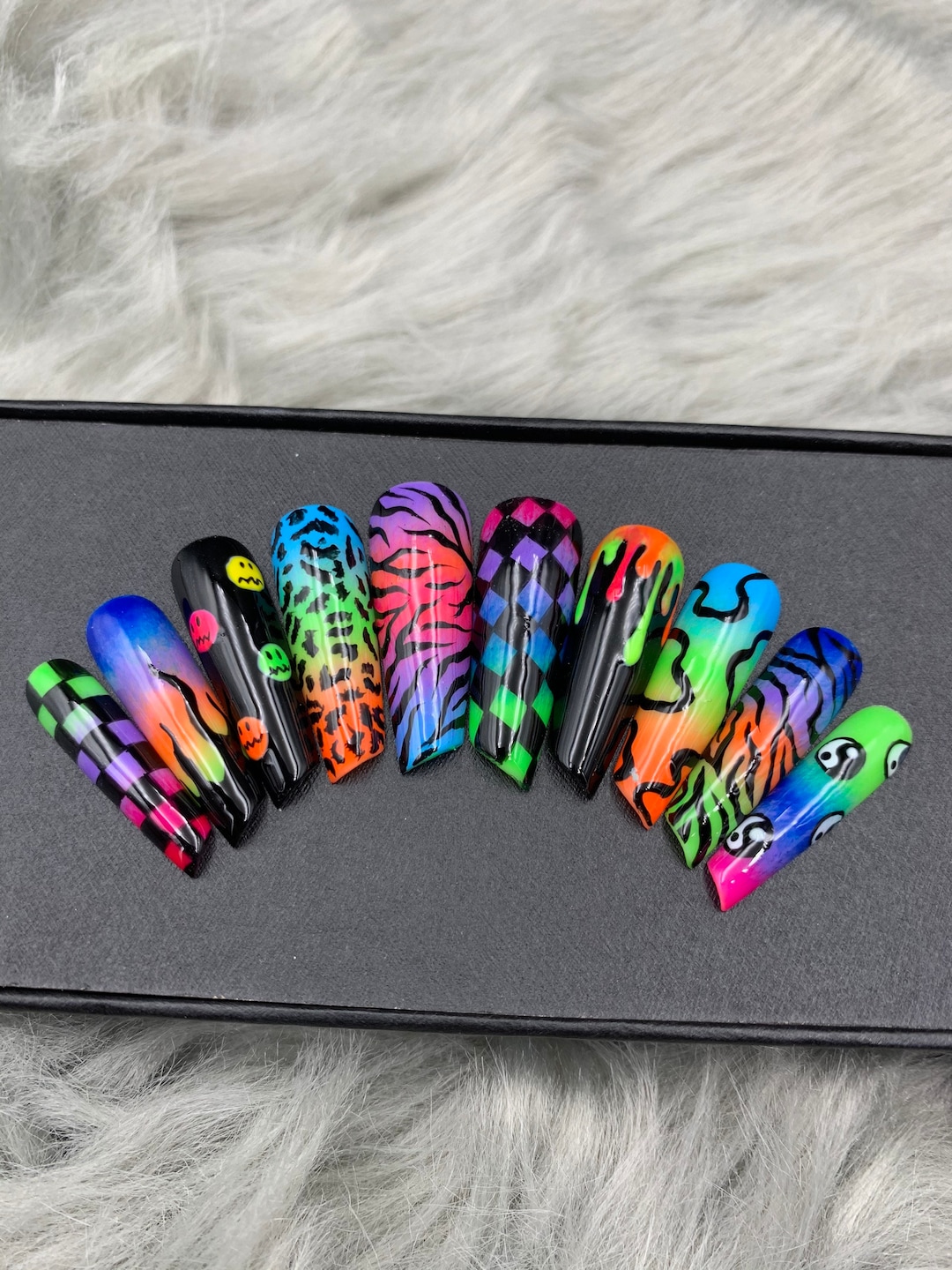 Funny Abstract Press on Nails A204 - Etsy