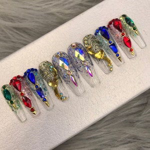 Y2K nails/Press On Nails | Luxury Nails | Fake Nails | Glue On Nails|Coffin Nails | Acrylic Nails | Long Fake Nails - A325