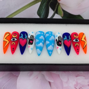 press on nails set luxury/Fake Nails | Glue On Nails | Coffin Nails | Luxury  Nails | Long Fake Nails- A118