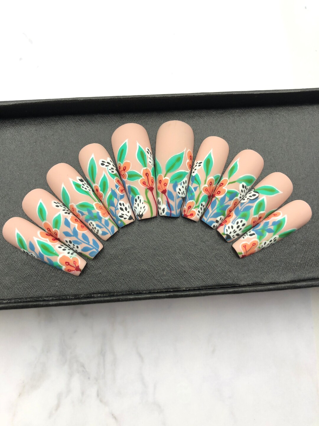Girl Flower Press on Nails fake Nails Glue on Nails Press on Nails