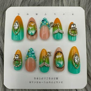 Fake Nails | Glue On Nails | Press On Nails | Coffin Nails | Luxury Nails | Long Fake Nails- A403