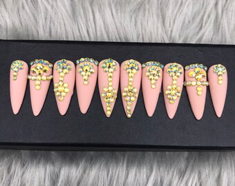 Luxury Press on Nails | Nail Set | Fake Nails | Glue On Nails | Press On Nails | Coffin Nails | False Nails | Long Fake Nails - A319
