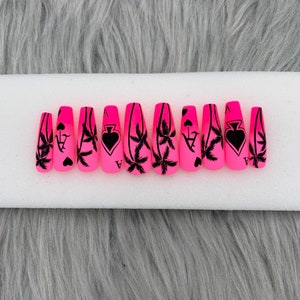 Hot pink ombre press on nails - A248