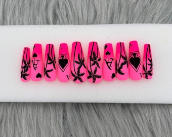 Hot pink ombre press on nails - A248