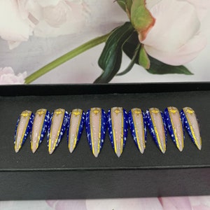 Sparkle Blue Star | Glue On Nails | Coffin Nails  | Press On Nails | Glue On Nails | Coffin Nails | False Nails | Long Fake Nails A04