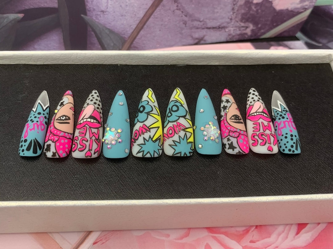 Fake Nails Glue on Nails Press on Nails Coffin Nails Long Fake Nails Luxury Nails A93 - Etsy