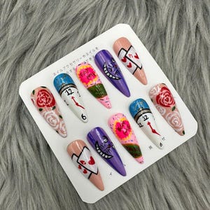 Fake Nails | Glue On Nails | Press On Nails | Coffin Nails | Luxury Nails | Long Fake Nails- A402